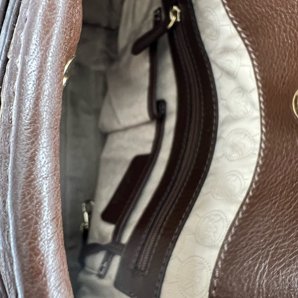 MICHAEL KORS HAMILTON LARGE HAMILTON WOVEN LEATHER LUGGAGE BROWN TOTE BAG NWT - Picture 7 of 12